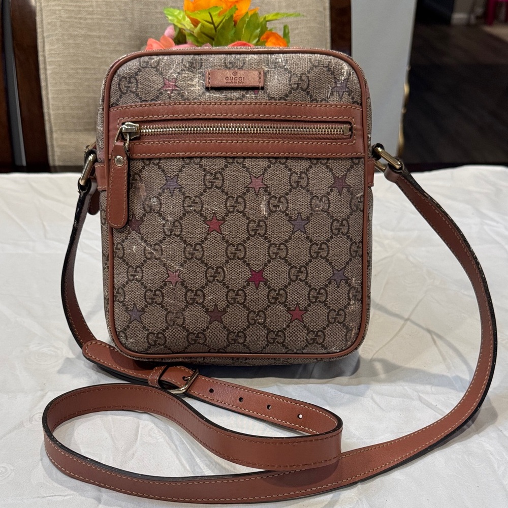 Authentic Gucci Pinkish Brown and Red Patterned Messenger Bag - Picture 3 of 16